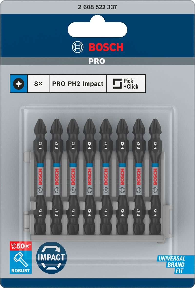 Paquete de insertos Bosch Impact DEB PH2 (8 piezas)