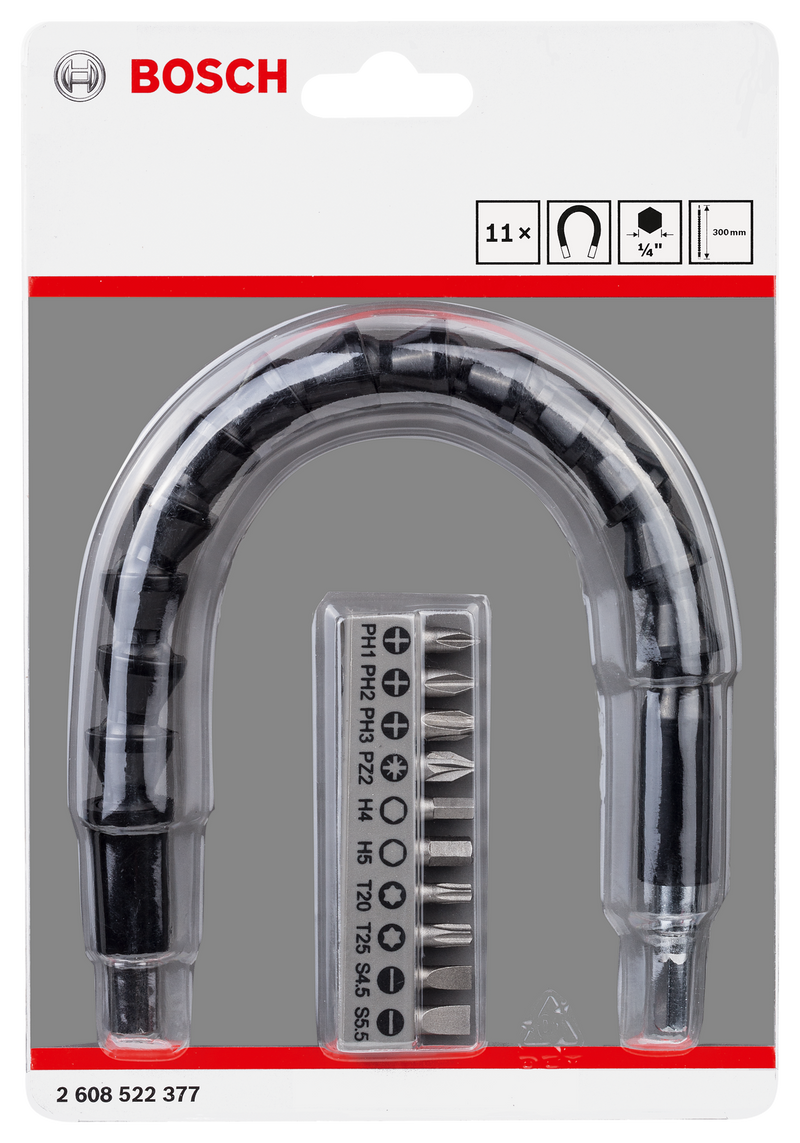 Extensão flexível Bosch 11 peças (plástico, 300 mm) + SDB