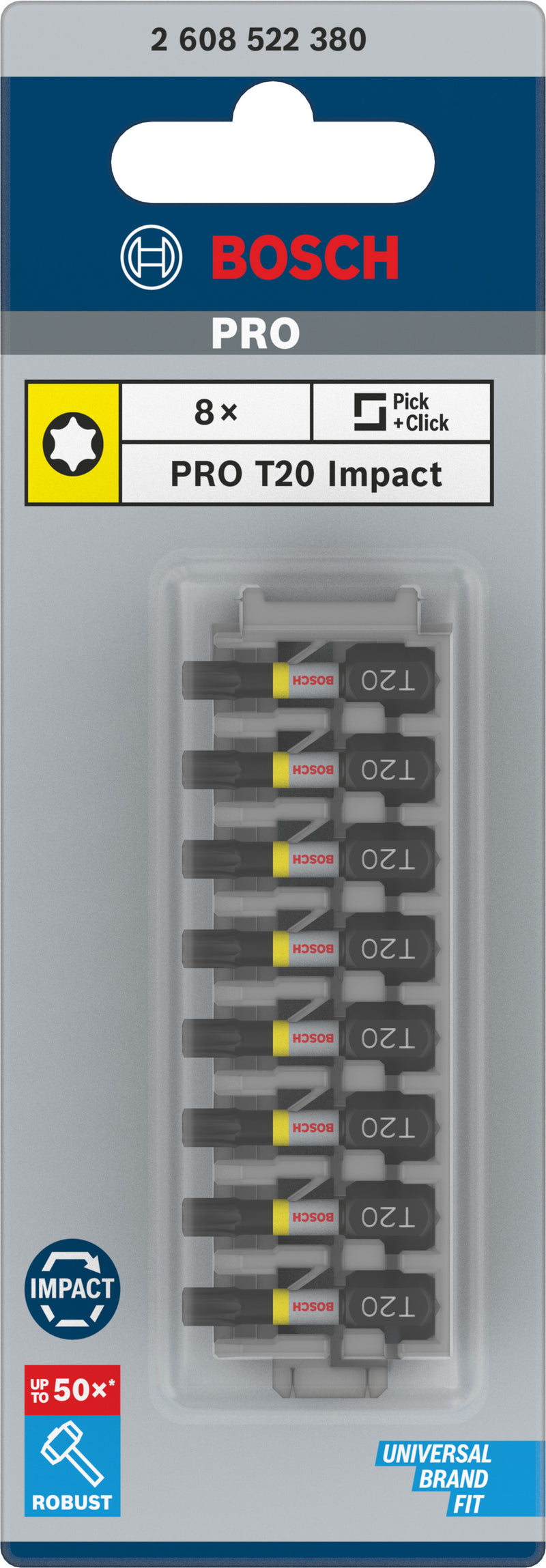 Bosch PRO Torx Impact Tip, T20, 25 mm, 8 units.