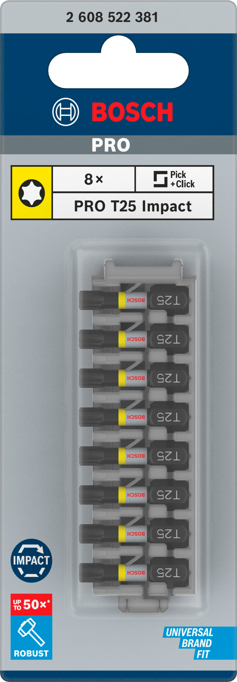 Bosch PRO Torx Impact Tip, T25, 25 mm, 8 units.