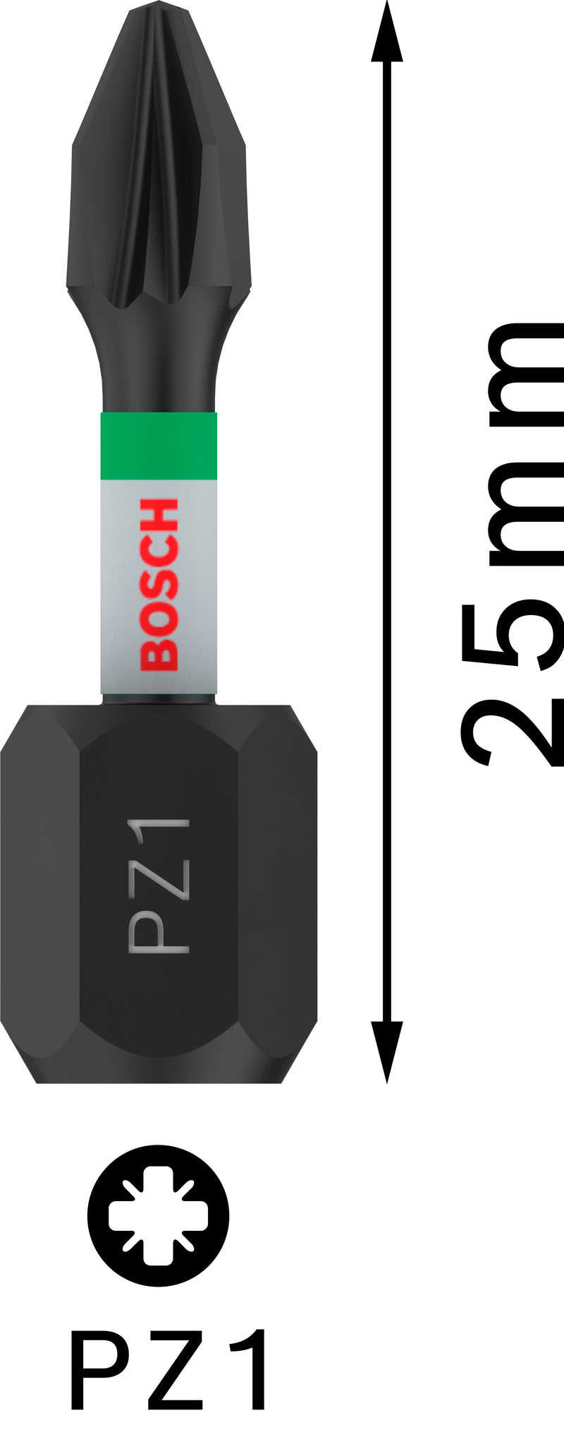 Bosch Screwdriver bit 25mm, 2xPZ1