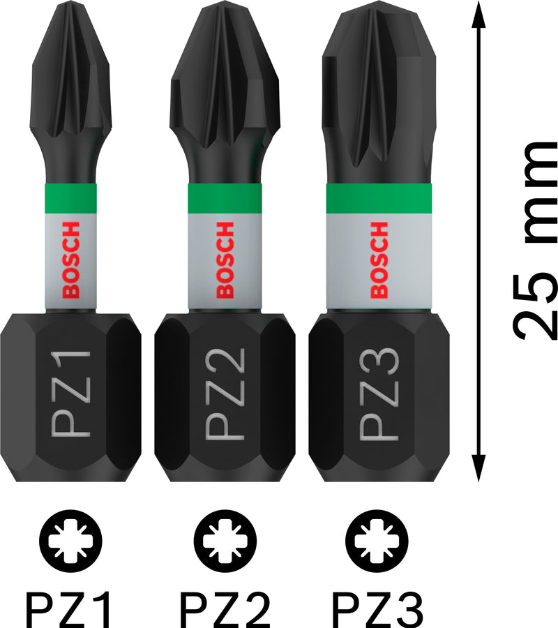 Ponta de chave de fendas Bosch Impact 3xPZ Insert