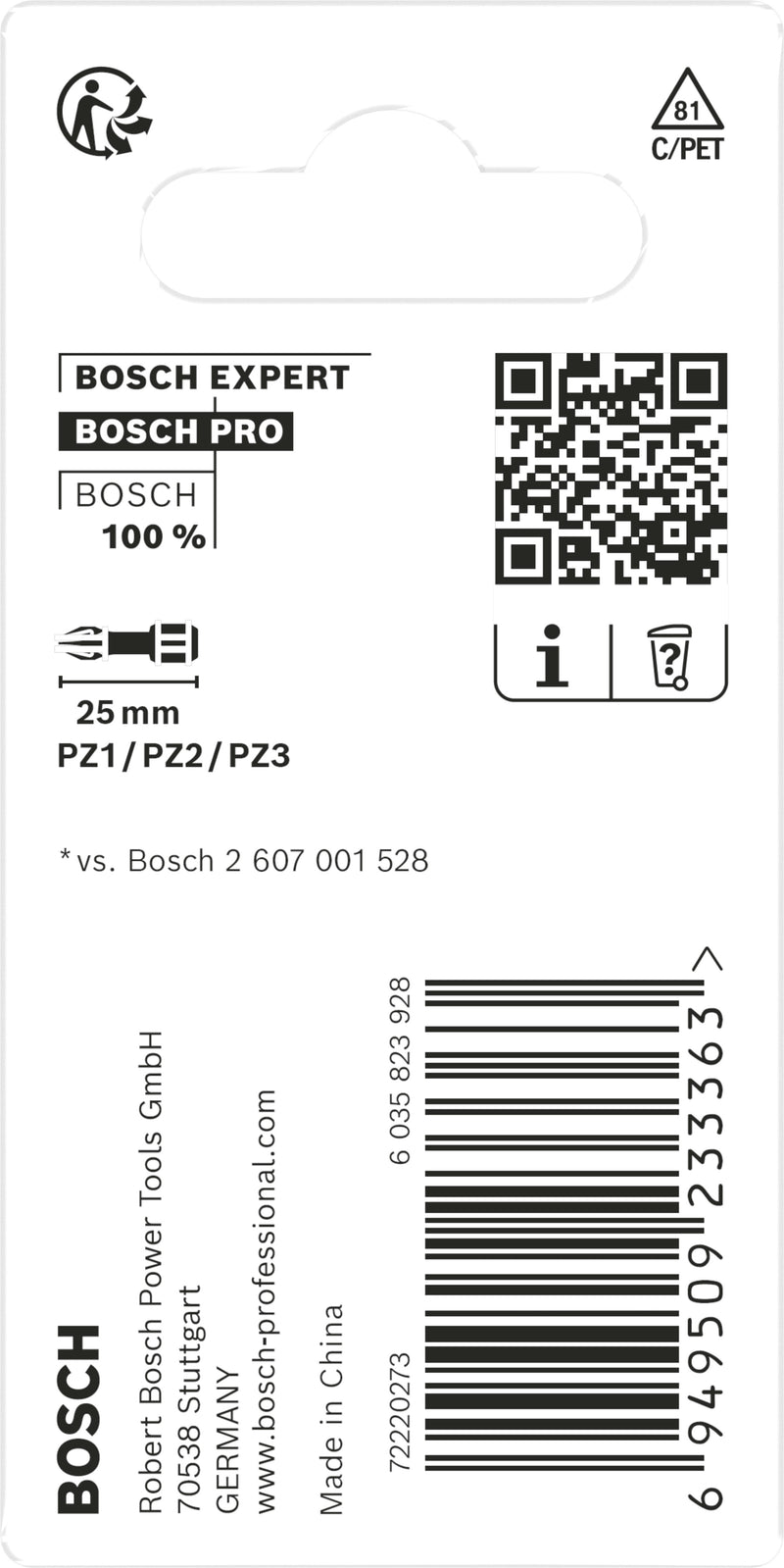 Ponta de chave de fendas Bosch Impact 3xPZ Insert