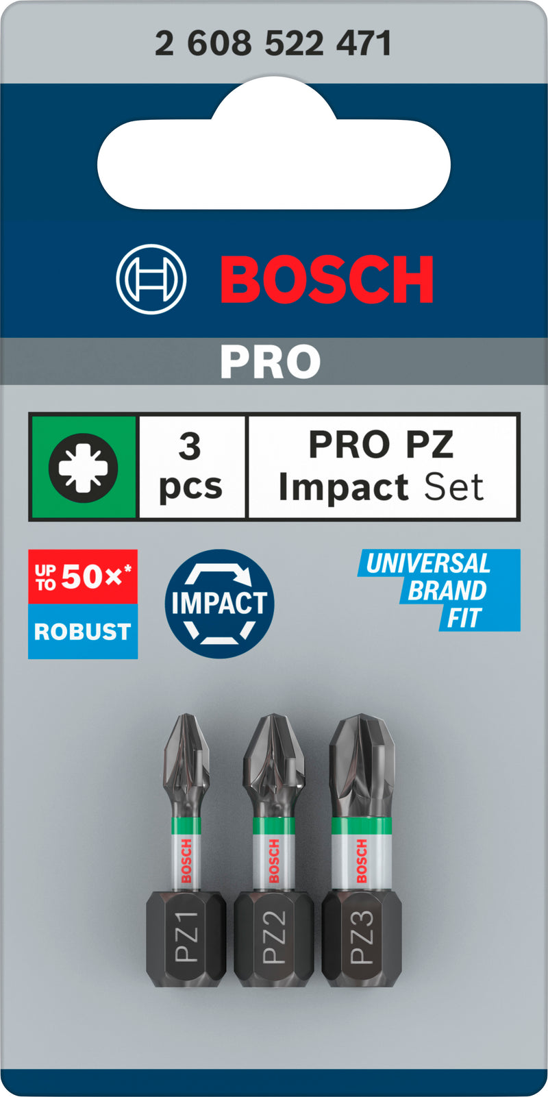 Ponta de chave de fendas Bosch Impact 3xPZ Insert
