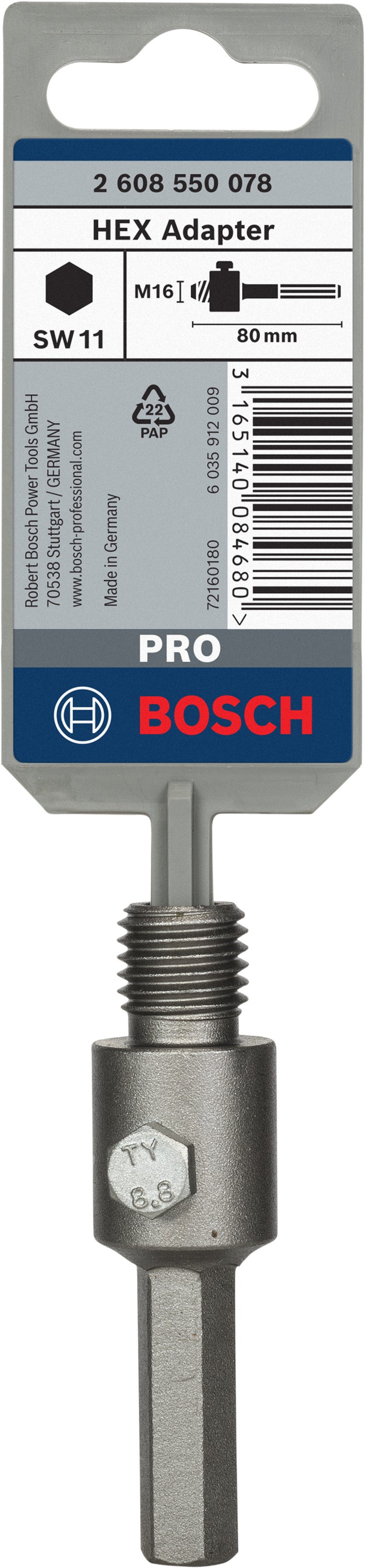 Adaptador Bosch Hexag CoreCutter M16, 11x80 mm