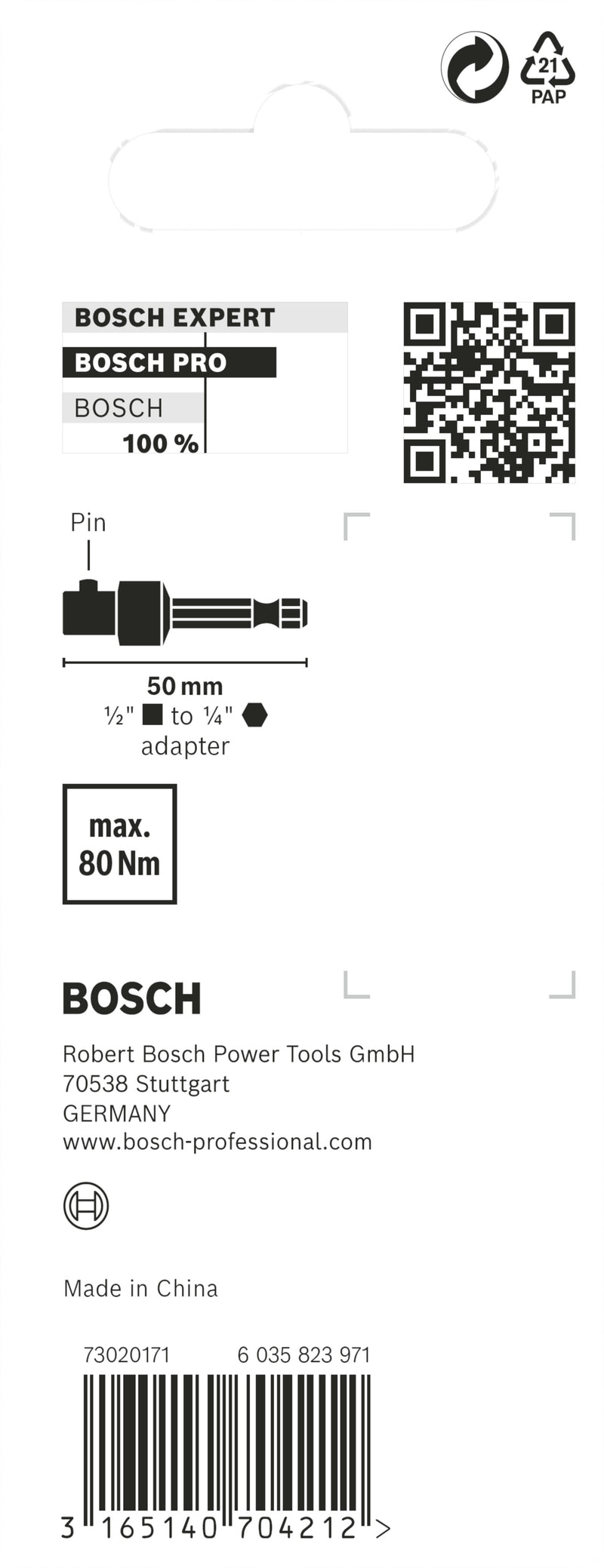 Bosch Adapter - 1/2” square