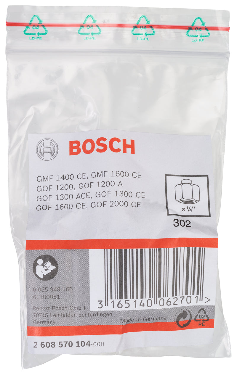 Conjunto de pinças e porcas Bosch 1/4 de polegada