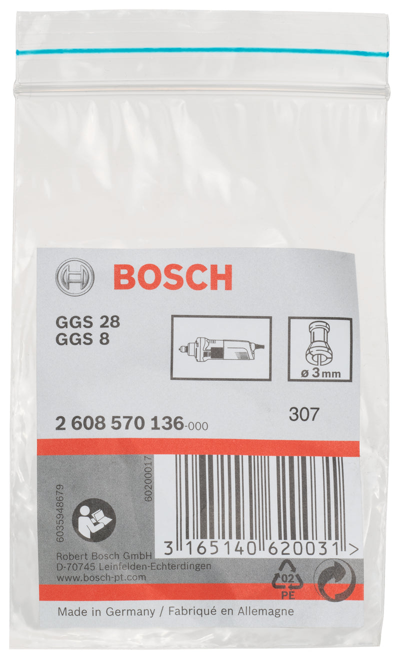 Bosch 3mm Collett sem porca de fixação para ferramenta GGS