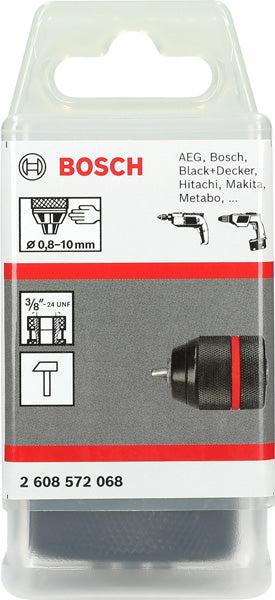 Mandril sem chave Bosch 3/8"-24 0,8-10 mm 2 mangas