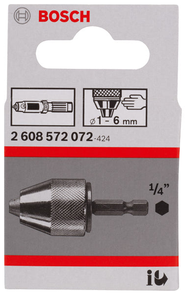 Mandril sem chave Bosch 1/4" - 6k, 1-6mm