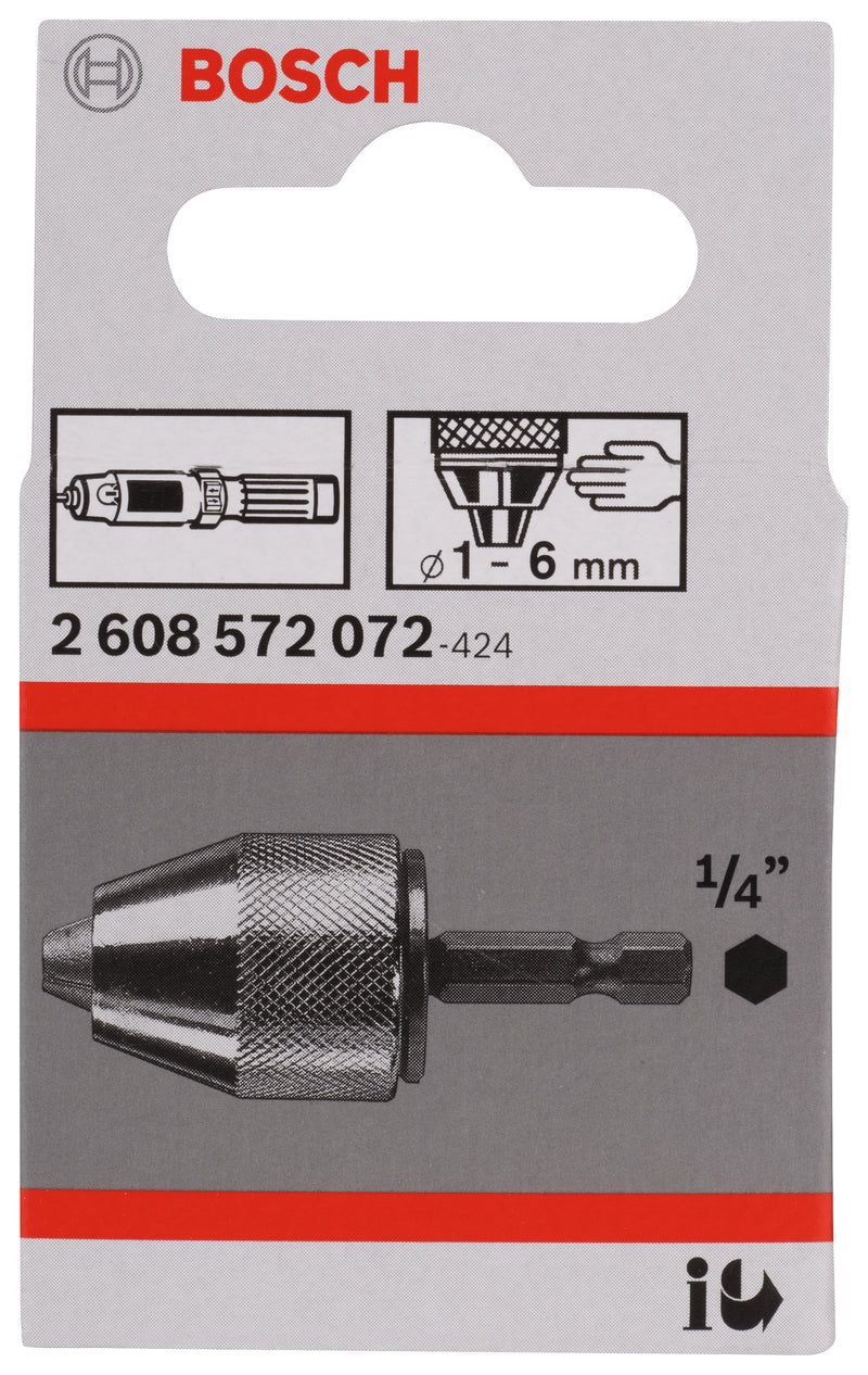 Mandril sem chave Bosch 1/4" - 6k, 1-6mm