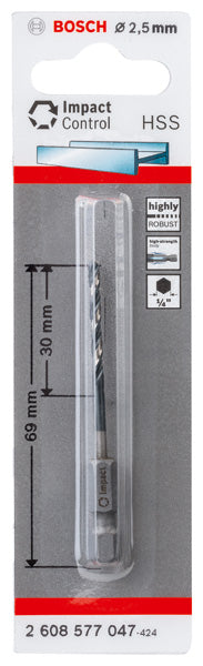 Broca de impacto Bosch HSS de 2,5 mm