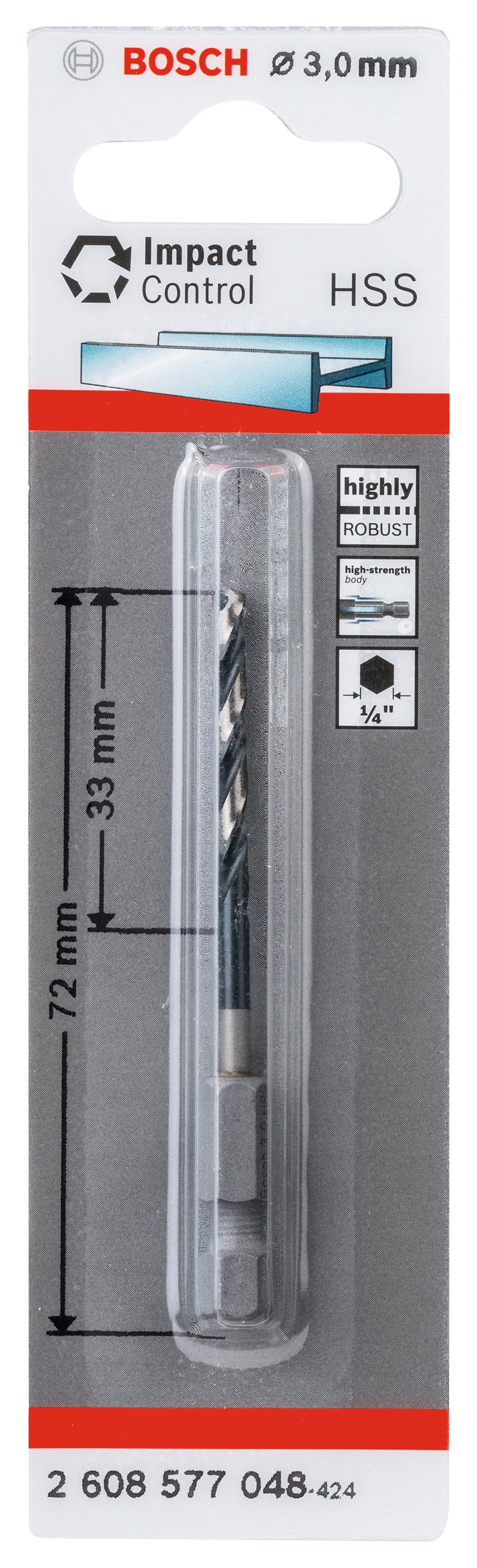 Bosch Hexagonal metal drill bit 3.0mm