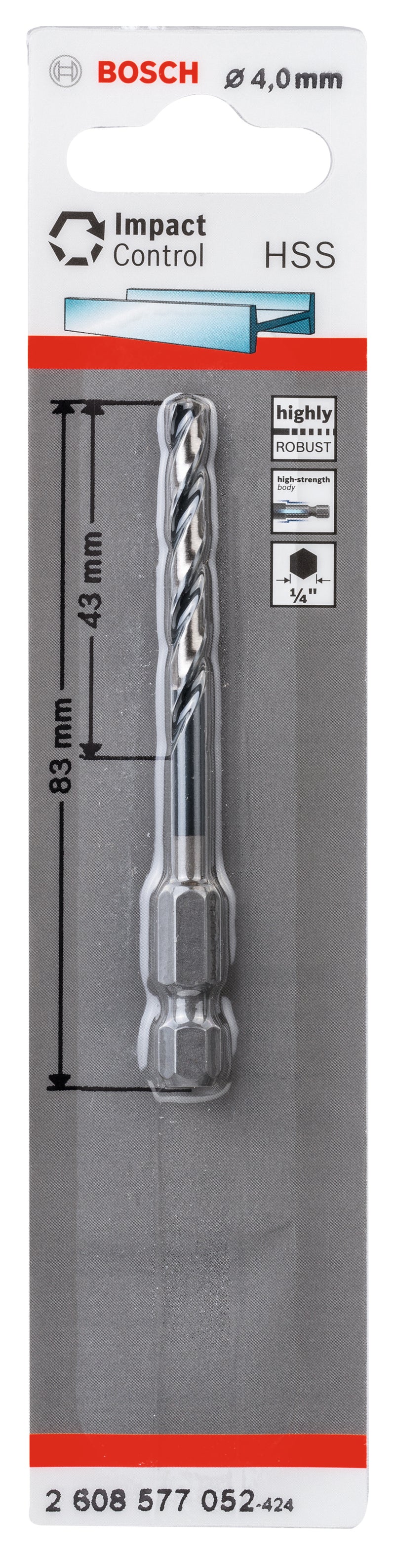 Bosch Hexagonal metal drill bit 4.0mm