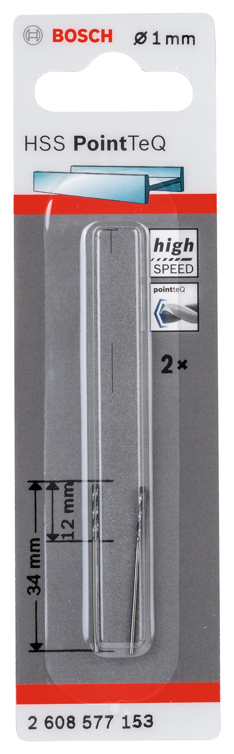 Broca Bosch HSS PointTeQ de 1,0 mm