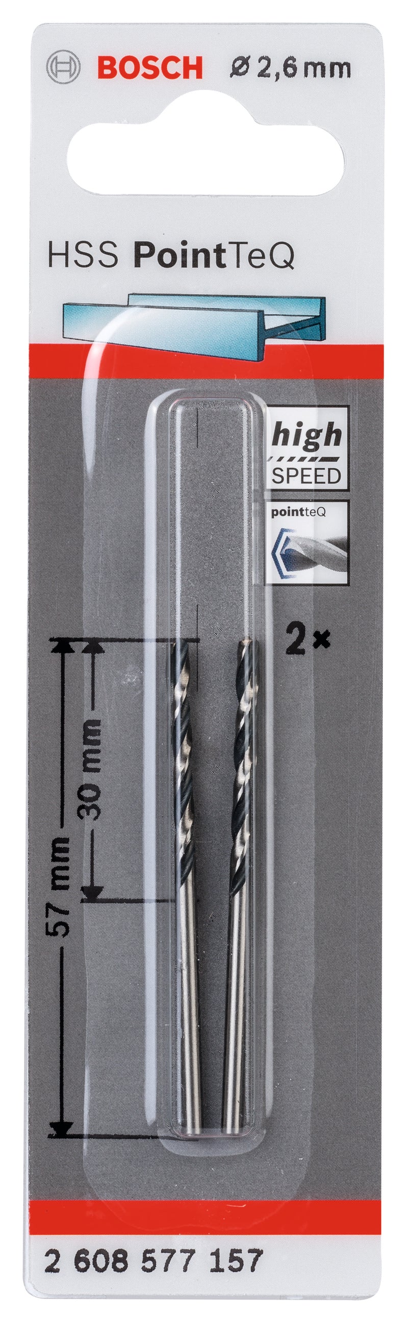 Broca Bosch HSS PointTeQ de 2,6 mm