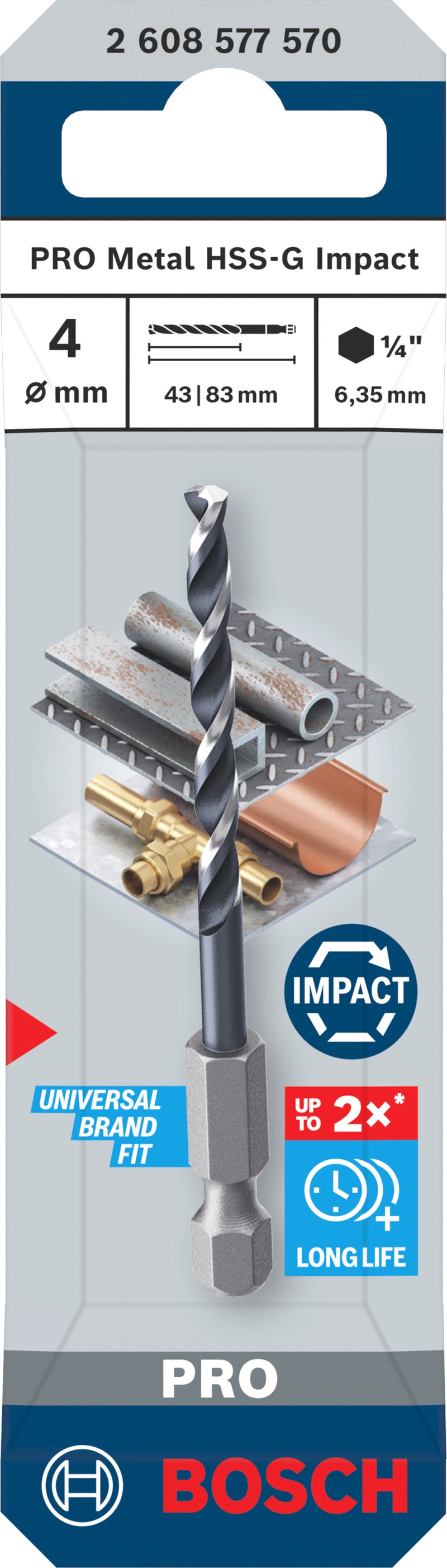 Accesorios Bosch Taladro (Taladro de impacto para metal PRO Metal HSS-G, 4 x 43 x 83 mm)