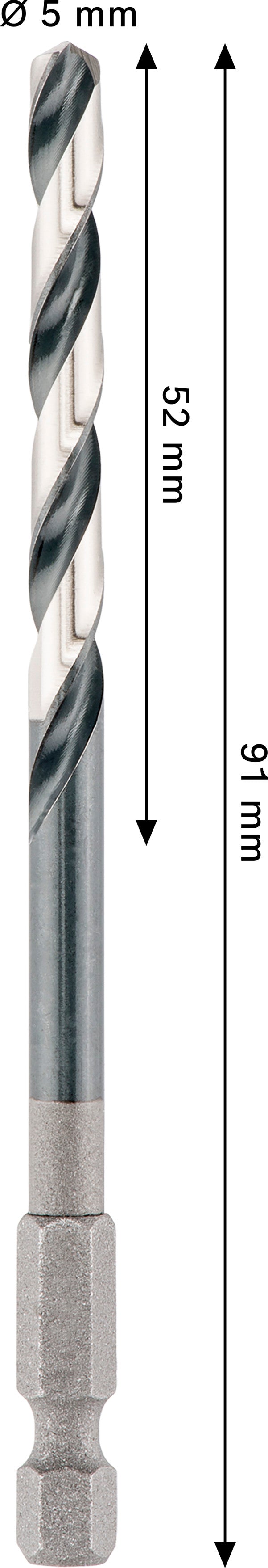 Bosch Accessories Drill (PRO Metal HSS-G Impact Metal Drill, 5 x 52 x 91 mm)