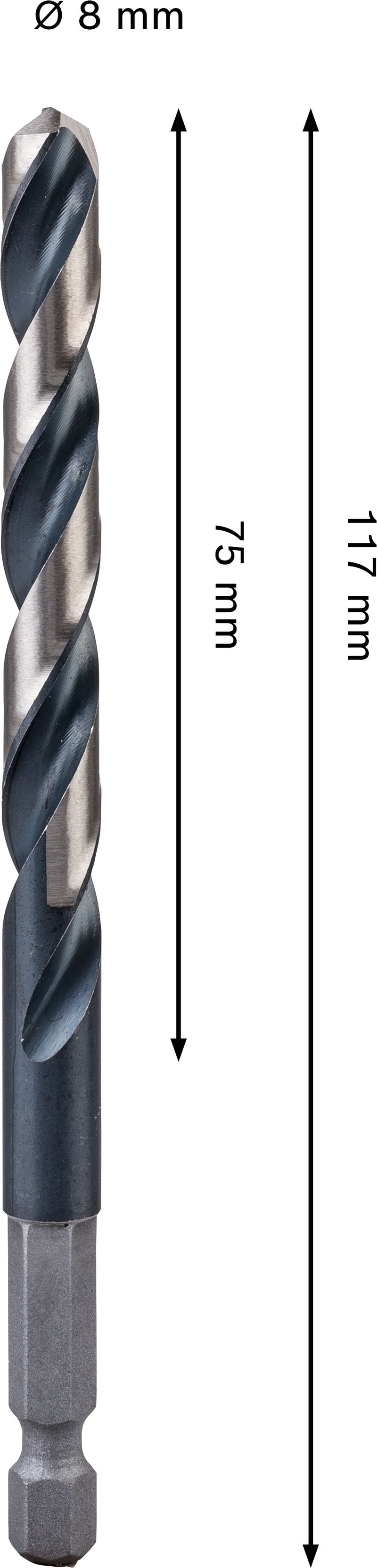 Bosch Accessories Drill (PRO Metal HSS-G Impact Metal Drill, 8 x 75 x 117 mm)
