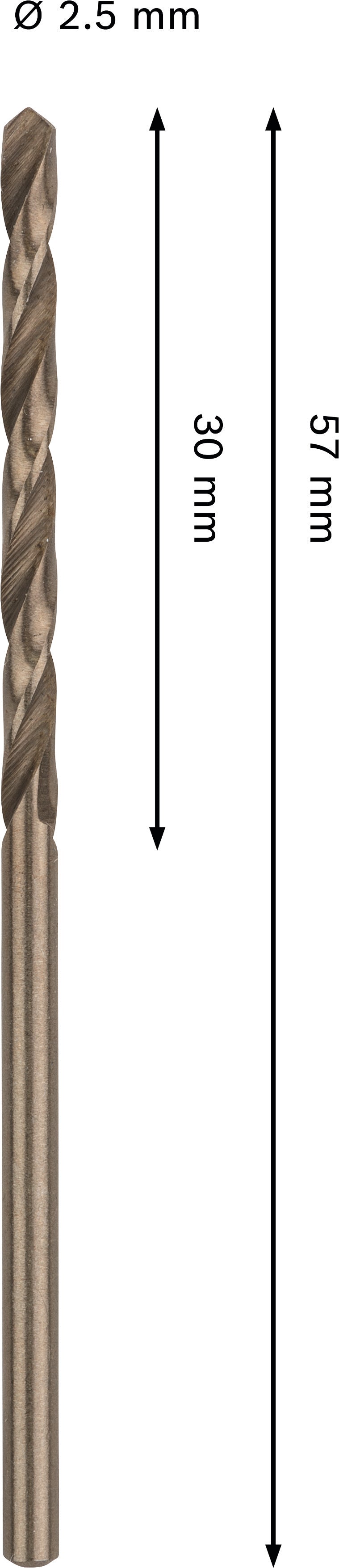 Bosch Accessories Drill (PRO Stainless Steel HSS-Co Metal Drill, 2.5 x 30 x 57 mm)