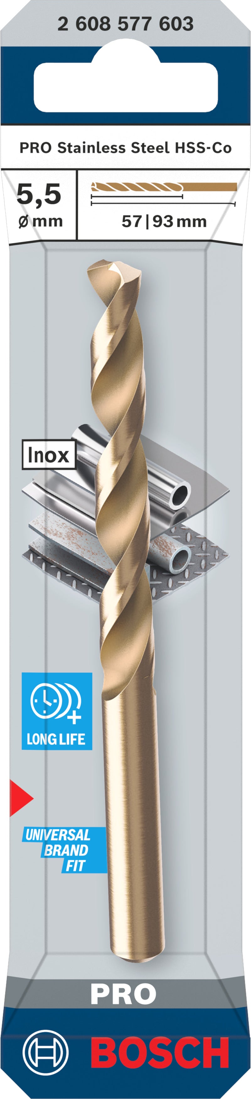 Broca Bosch Accessories (Broca para metal PRO Stainless Steel HSS-Co, 5,5 x 57 x 93 mm)