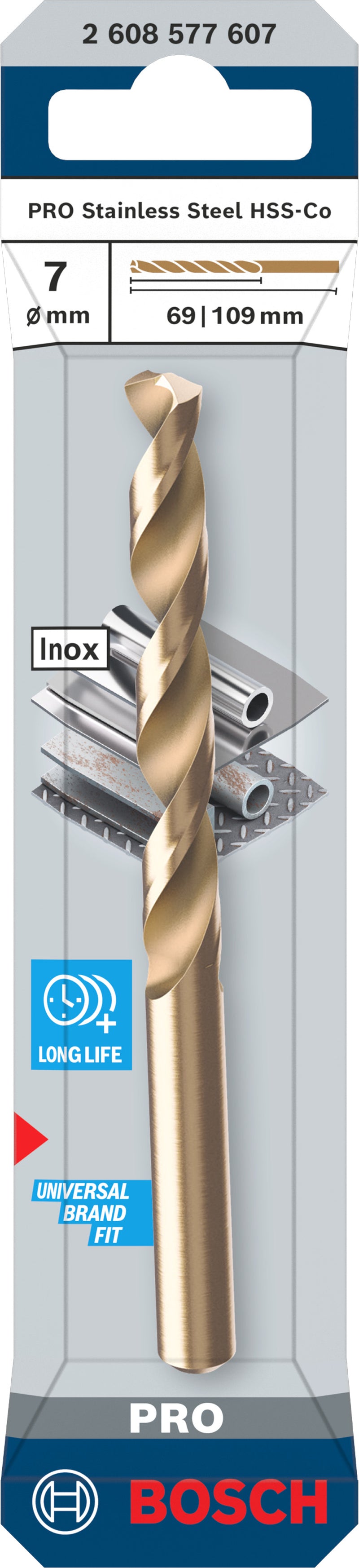 Bosch Accessories Drill (PRO Stainless Steel HSS-Co Metal Drill, 7 x 69 x 109 mm)