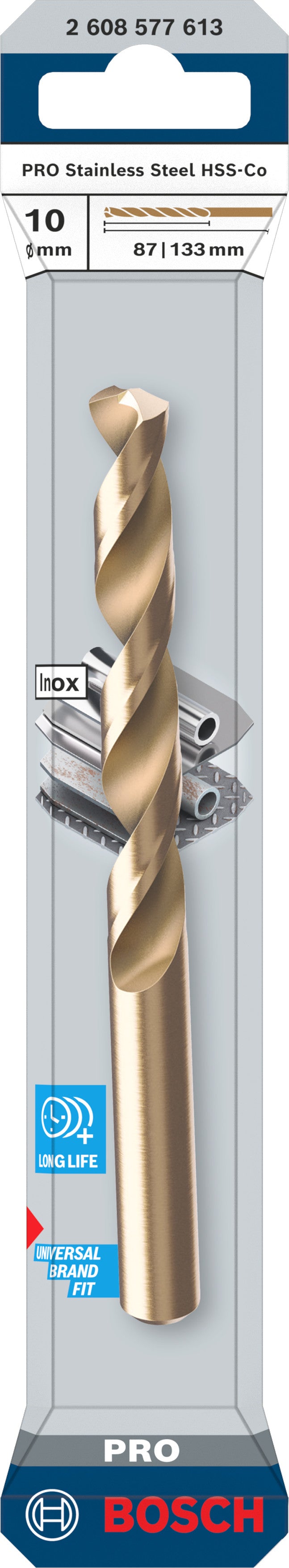 Broca Bosch Accessories (Broca para metal PRO Stainless Steel HSS-Co, 10 x 87 x 133 mm)