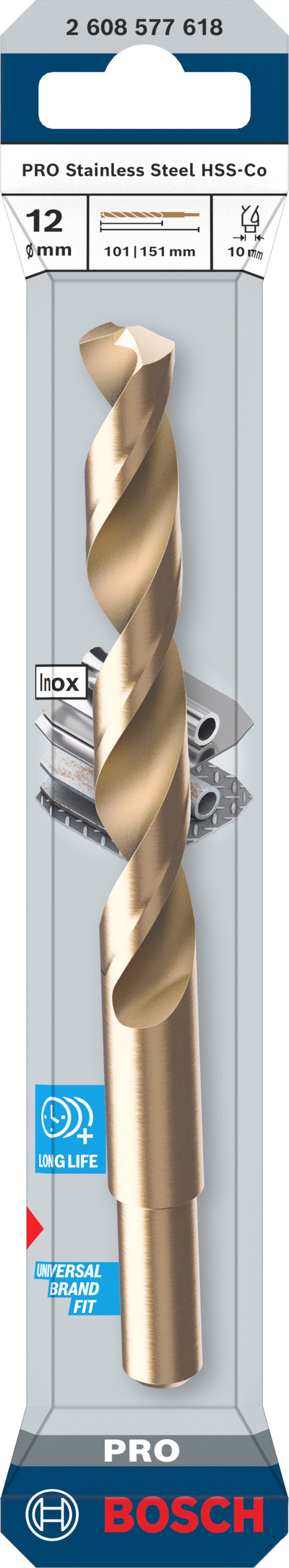 Bosch Accessories Drill (PRO Stainless Steel HSS-Co Metal Drill, 12 x 101 x 151 mm)