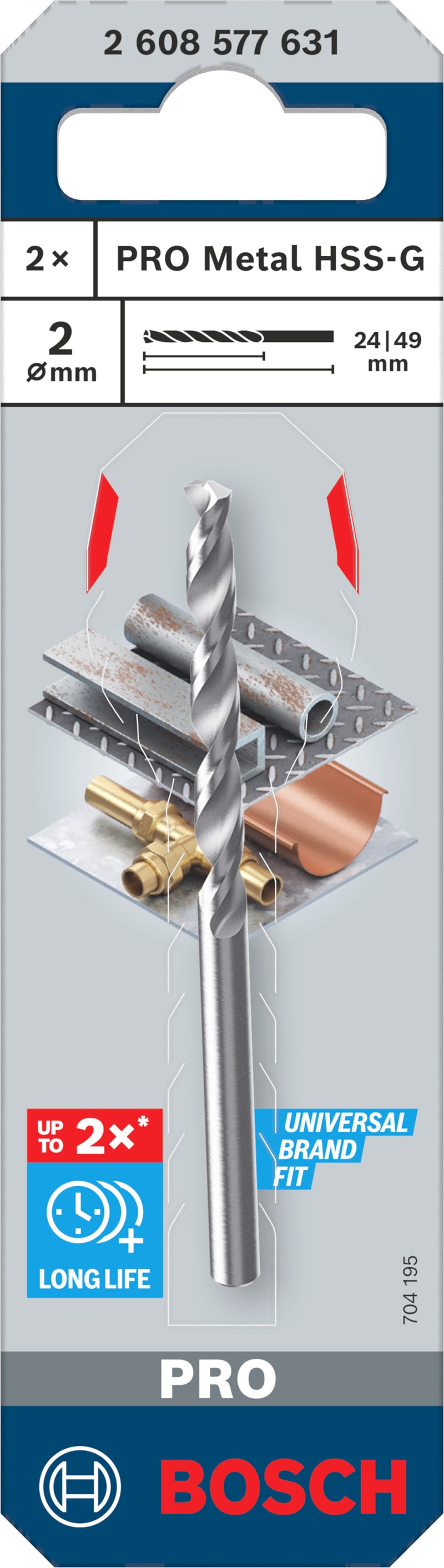 Bosch Accessories Drill (PRO Metal HSS-G Metal Drill, 2 x 24 x 49 mm)