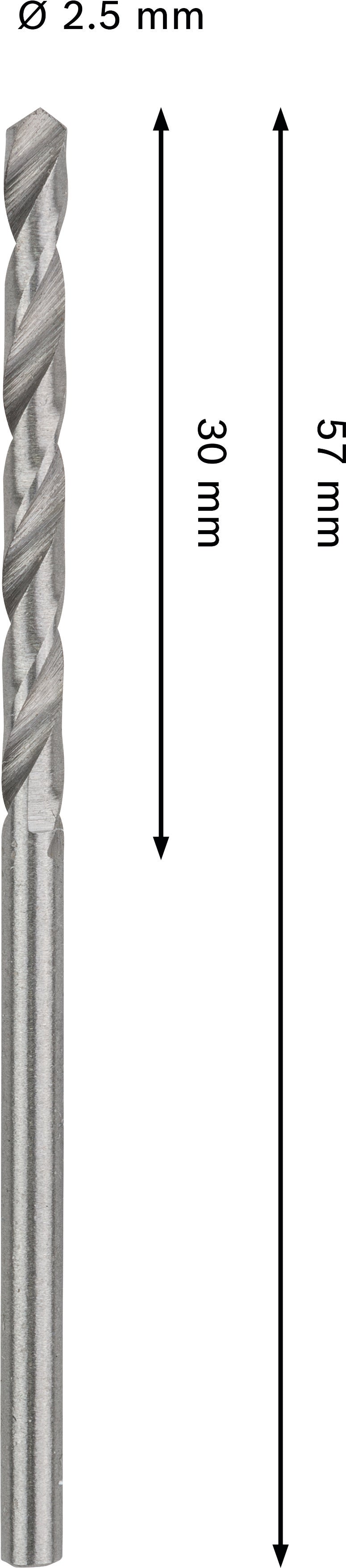 Broca Bosch Accessories (Broca para metal PRO Metal HSS-G, 2,5 x 30 x 57 mm)