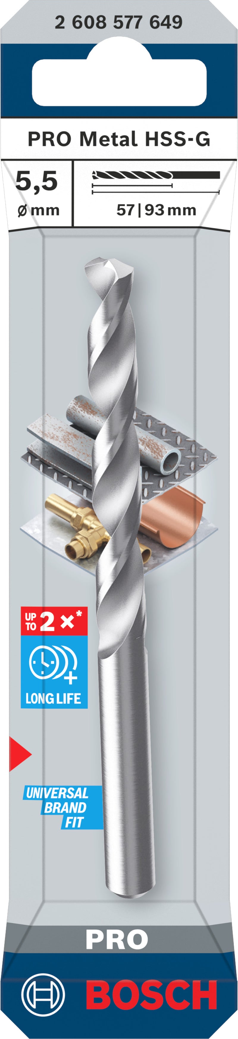 Broca Bosch Accessories (Broca para metal PRO Metal HSS-G, 5,5 x 57 x 93 mm)