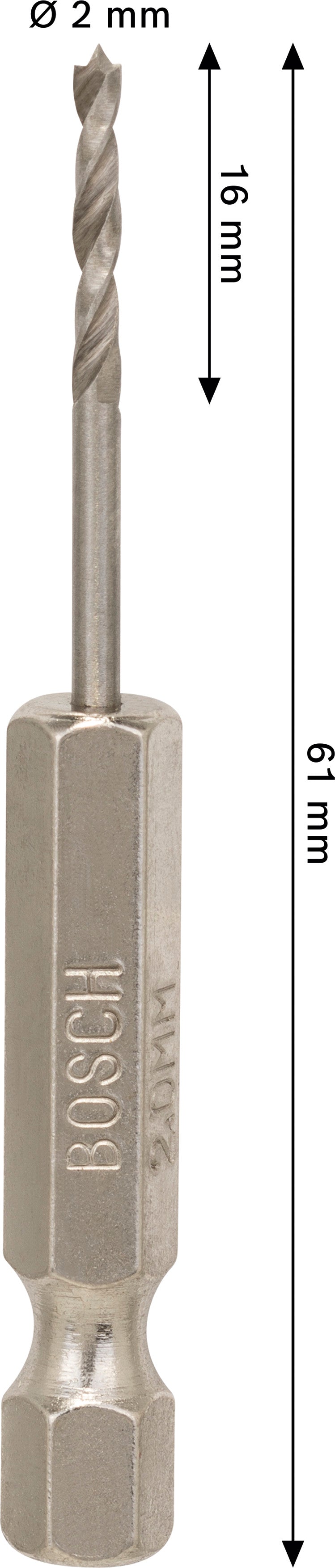 Broca Bosch Accessories (Broca para madeira PRO Wood HSS, 2 x 16 x 61 mm)
