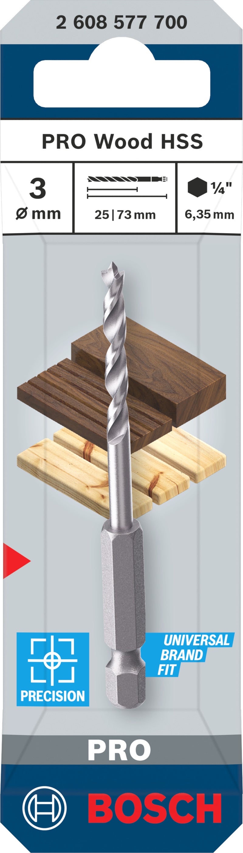 Bosch Accessories Drill Bit (PRO Wood HSS Drill Bit, 3 x 25 x 73 mm)