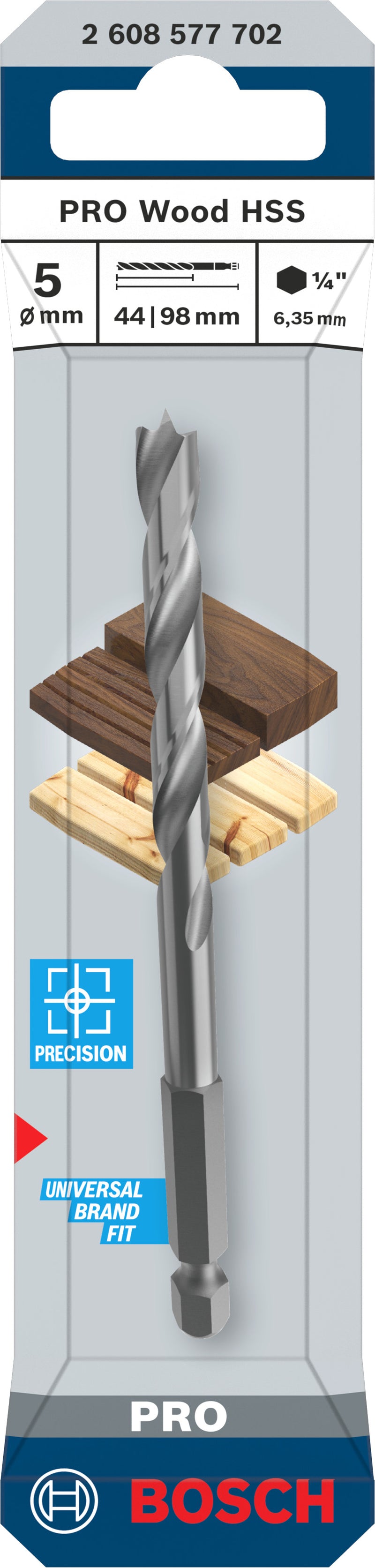 Accesorios Bosch Broca (Broca HSS para madera PRO, 5 x 44 x 98 mm)
