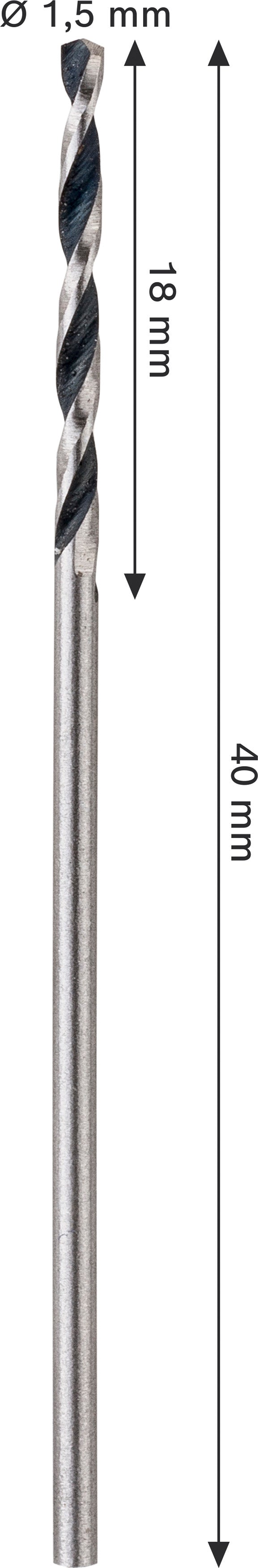 Accesorios Bosch Taladro (broca para metal HSS, 1,5 x 18 x 40 mm, vástago CYL, 2 uds.)