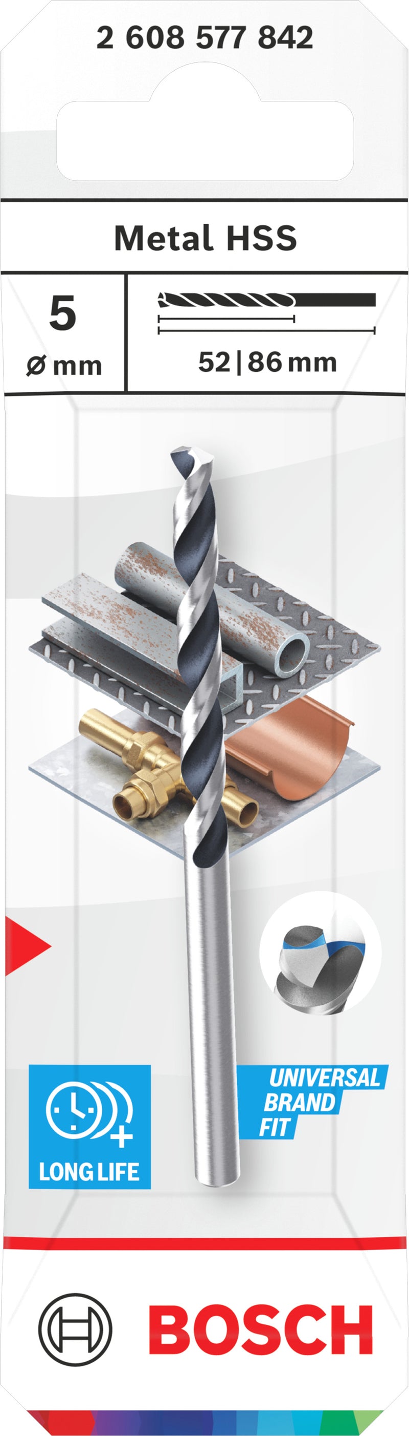 Bosch Accessories Drill (HSS Twist Drill Bit, 5 x 52 x 86 mm, CYL shank)