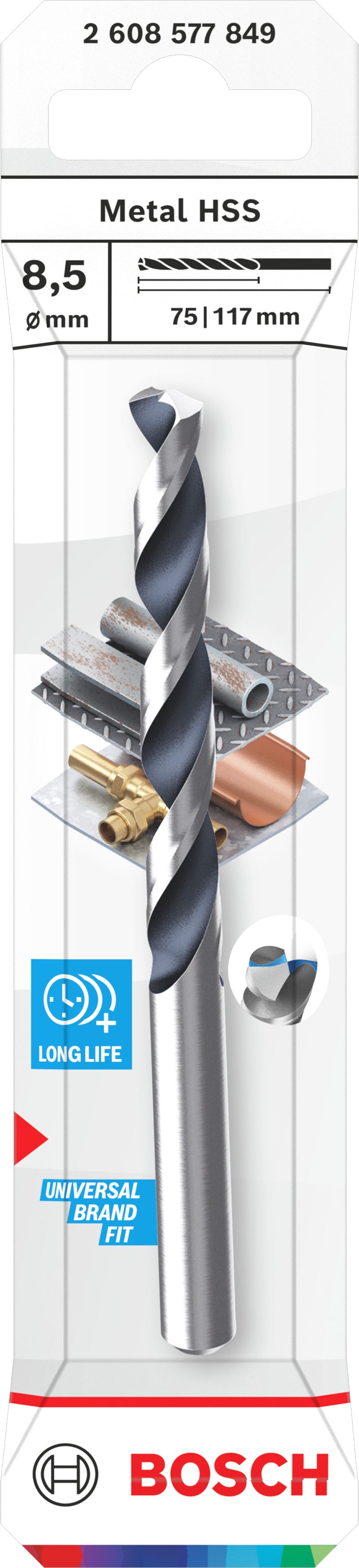 Accesorios Bosch Taladro (Broca helicoidal HSS, 8,5 x 75 x 117 mm, vástago CYL)