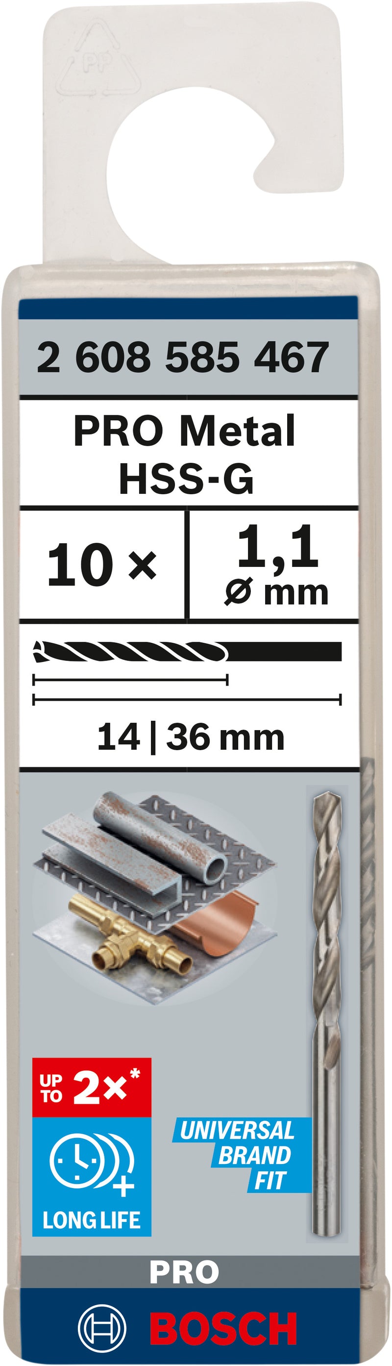 Berbequim helicoidal Bosch 1,1 mm HSS-G (embalagem de 10)