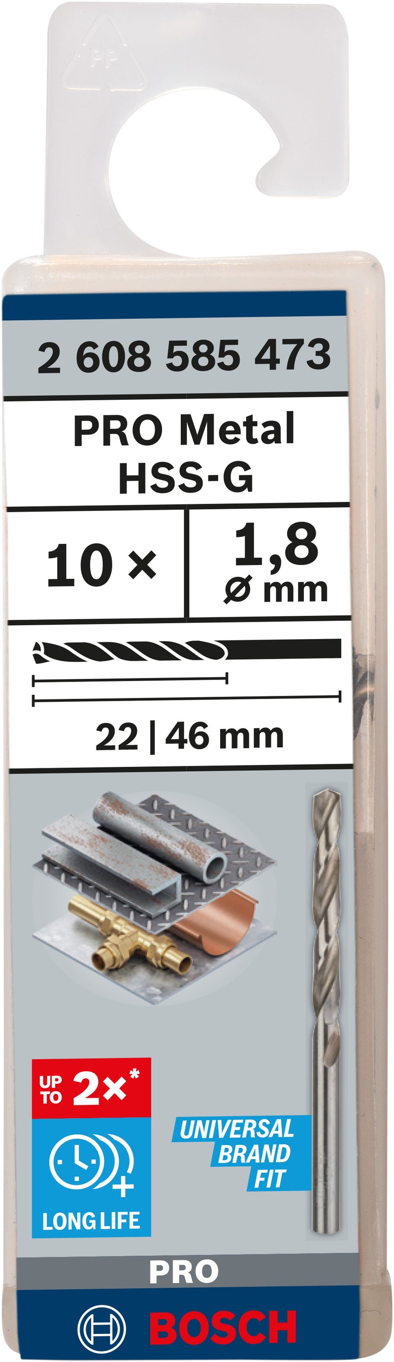 Berbequim helicoidal Bosch 1,8 mm HSS-G (embalagem de 10)