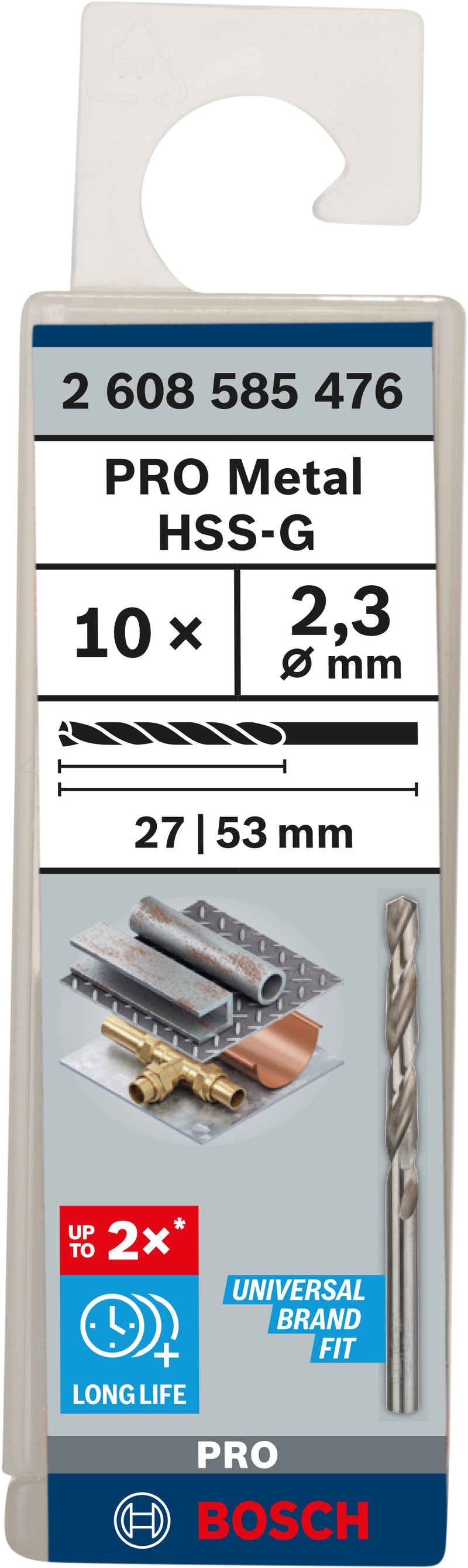 Bosch Twist Drill 2.3 mm HSS-G (10pack)
