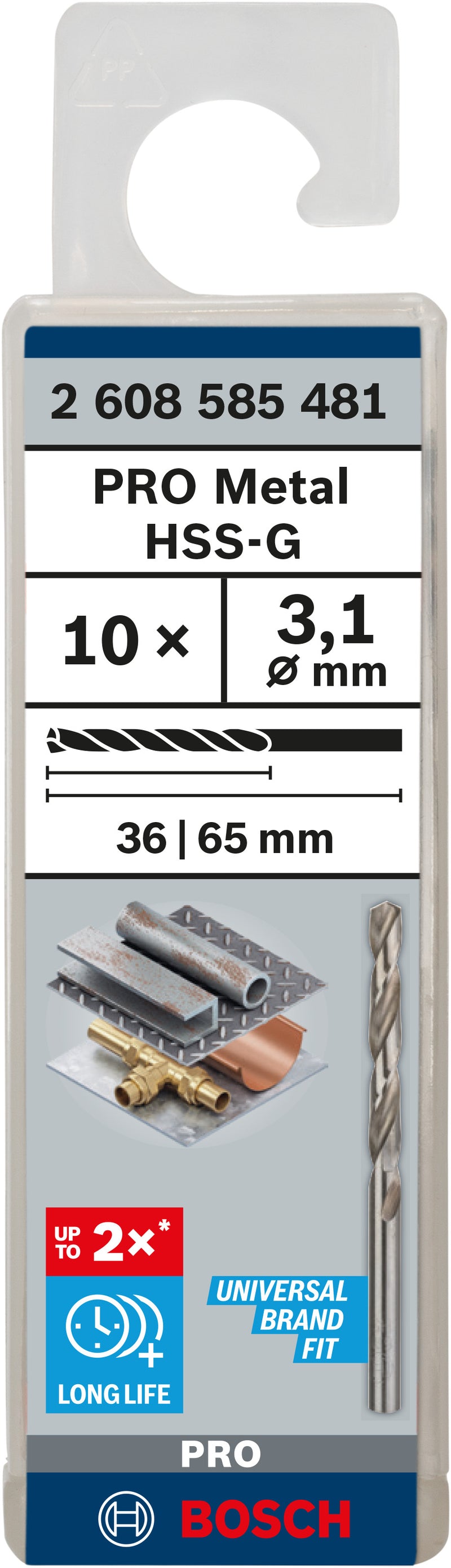 Bosch Twist Drill 3.1 mm HSS-G (10pack)