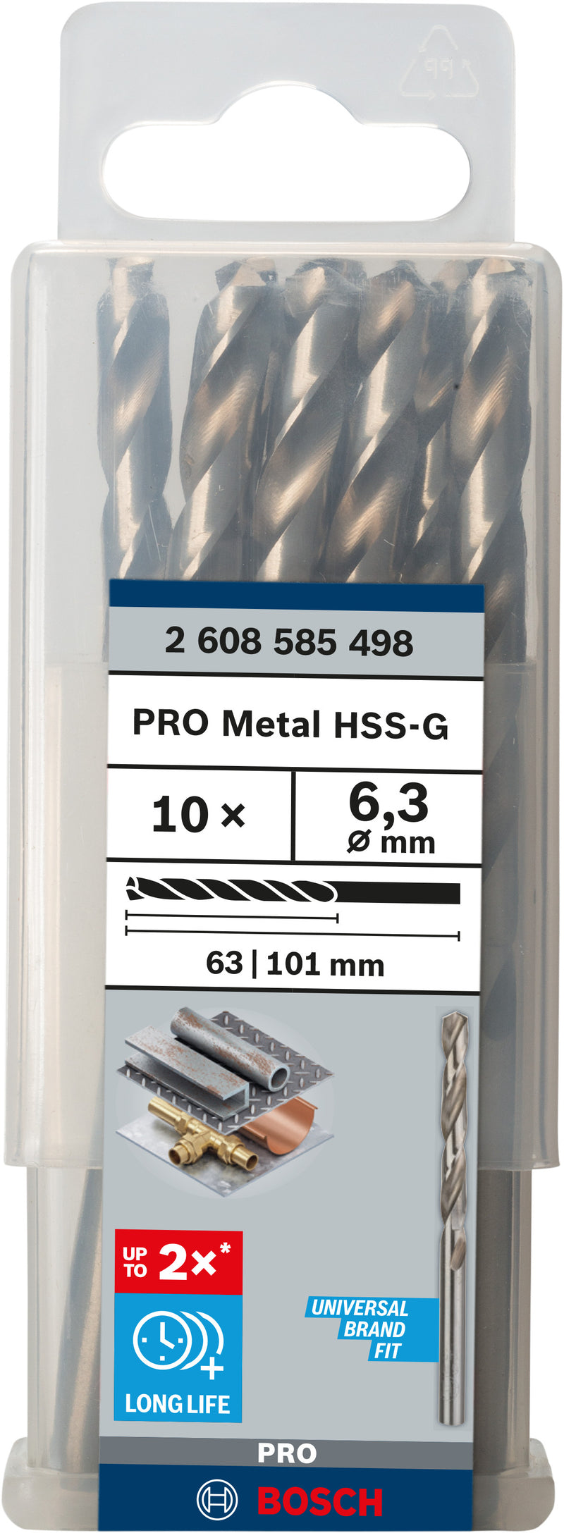 Bosch Twist Drill 6.3 mm HSS-G (10pack)