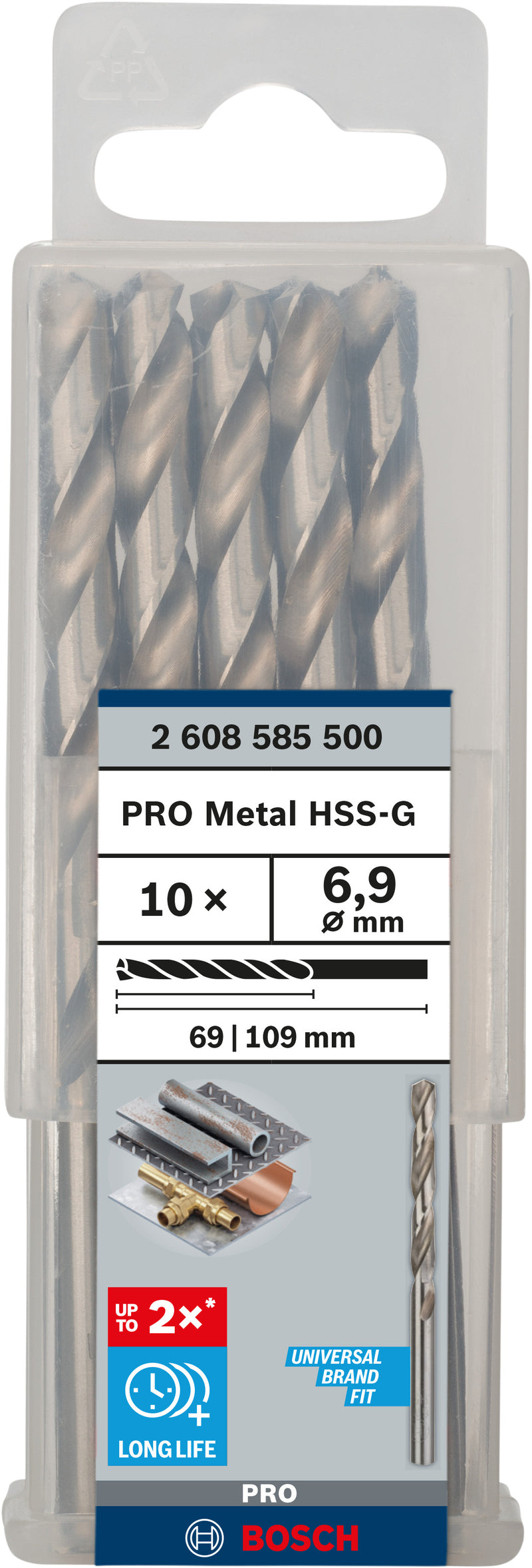 Broca helicoidal Bosch de 6,9 ​​mm HSS-G 135 (paquete de 10)