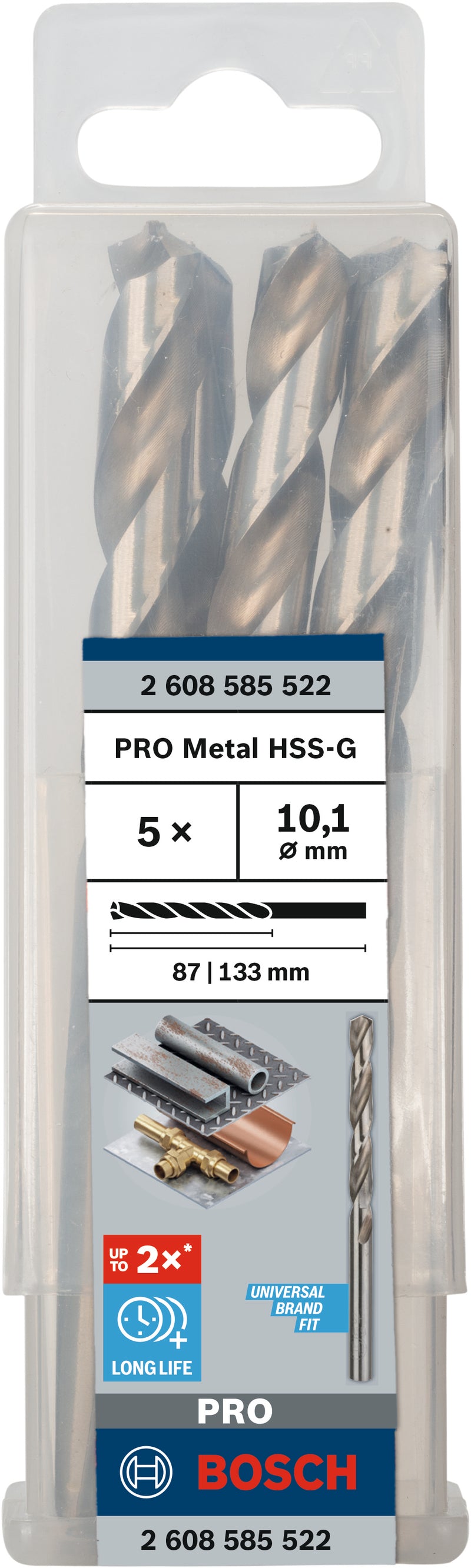 Berbequim helicoidal Bosch 10,1 mm HSS-G 135 (embalagem de 5)