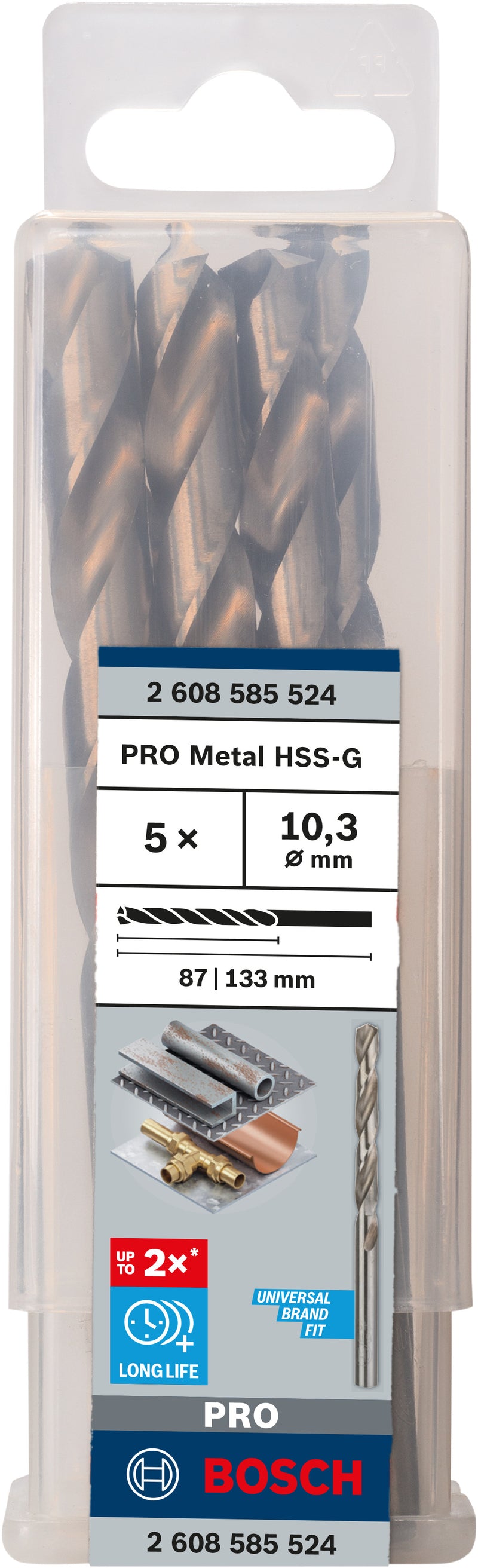Berbequim helicoidal Bosch 10,3 mm HSS-G 135 (embalagem de 5)