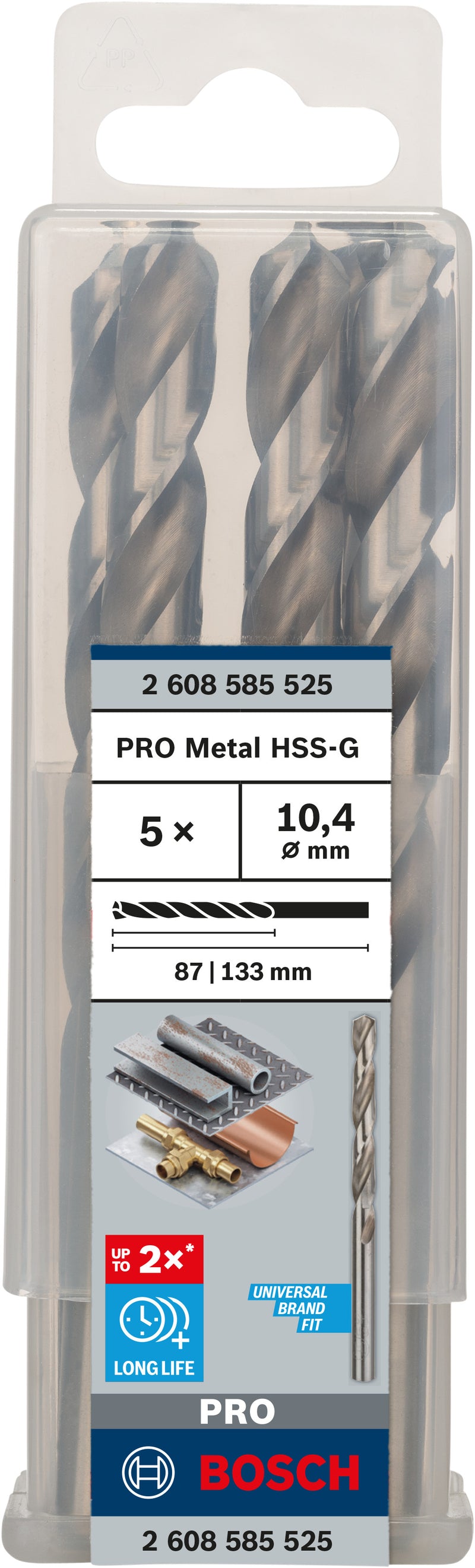 Berbequim helicoidal Bosch 10,4 mm HSS-G 135 (embalagem de 5)