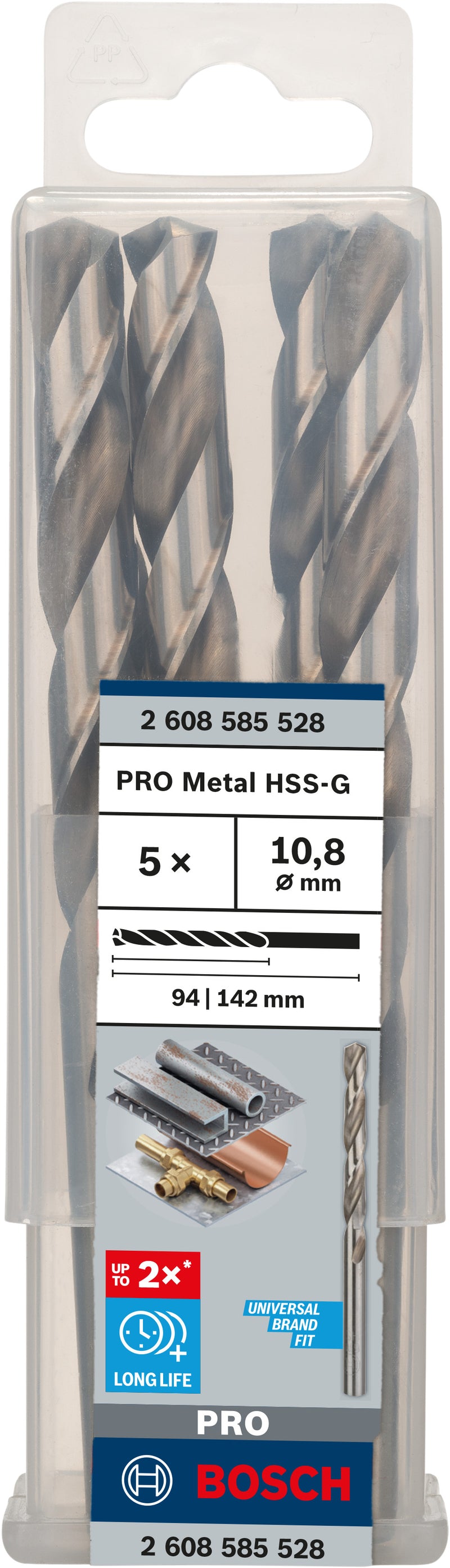Berbequim helicoidal Bosch 10,8 mm HSS-G 135 (embalagem de 5)