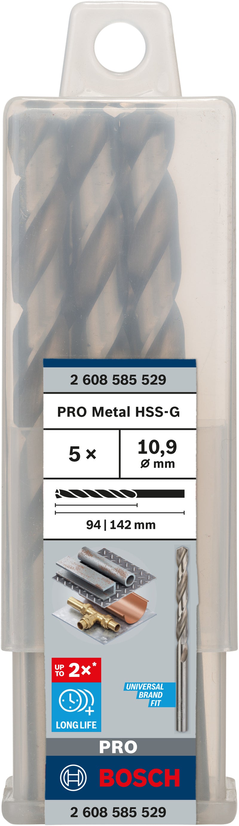 Berbequim helicoidal Bosch 10,9 mm HSS-G 135 (embalagem de 5)