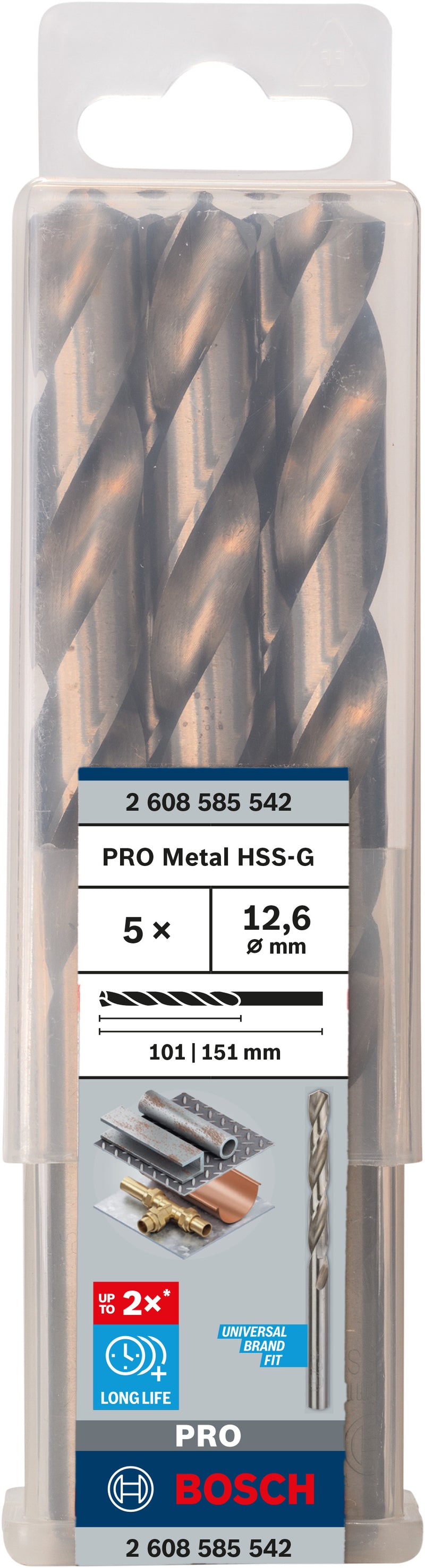 Berbequim helicoidal Bosch 12,6 mm HSS-G 135 (embalagem de 5)