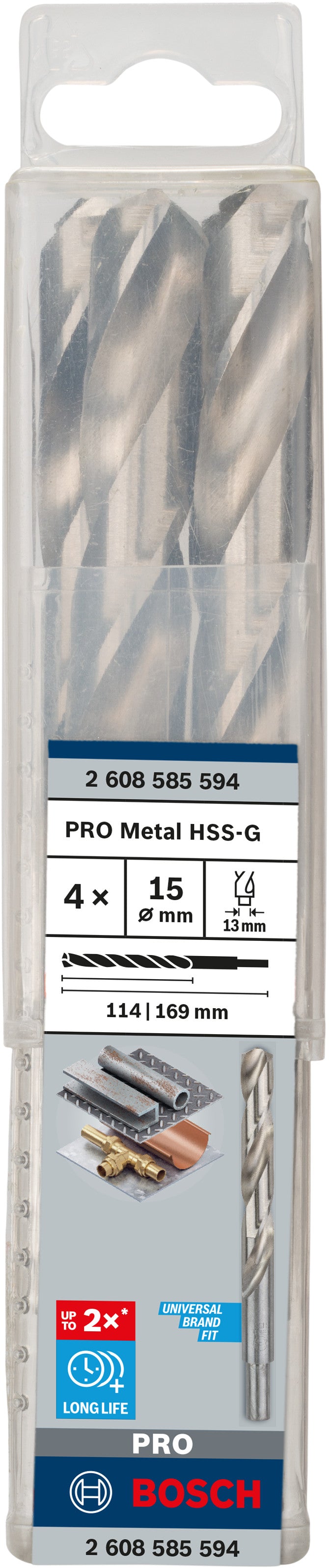 Broca para metal Bosch HSS-G, RedShk, 15 mm, 4p